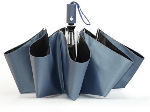 SY COMPACT Automatic Windproof Umbrellas Travel Strong Umbrella for Rain and Sun Protection Small Umbrella UV Blocking for Women and Men (Navy Blue)