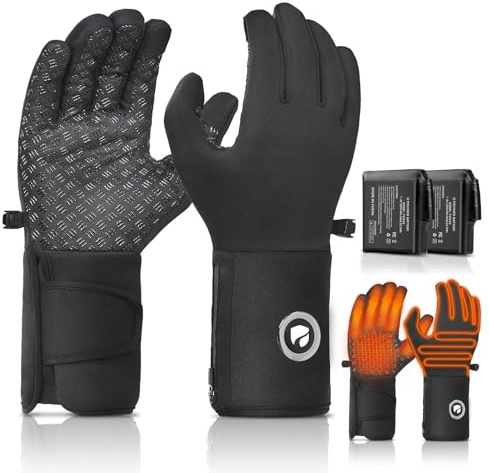 DR.PREPARE Heated Gloves for Men Women, 3200mAh Rechargeable Electric Battery, Thin Heated Motorcycle Work Gloves Liners, Touch Screen Gloves Winter Hand Warmer for Hunting Skiing Snowboarding XL Size