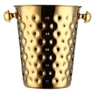 Eiskübel Dickwandiger Eisbehälter aus Edelstahl mit Griff – ideal for die Hausbar for Kühlen von Bier, Champagner und Wein Party(Gold)