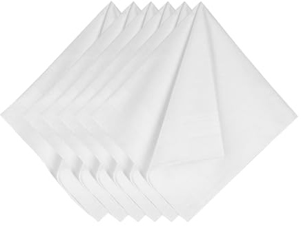 Zernavith 6Pcs Handkerchiefs,40x40cm Soft White Cotton Hankie Handkerchief,Sweat Absorbing Machine Wash White Pocket Square for Suit,Small Sweat Cloth for Hand,Hankies