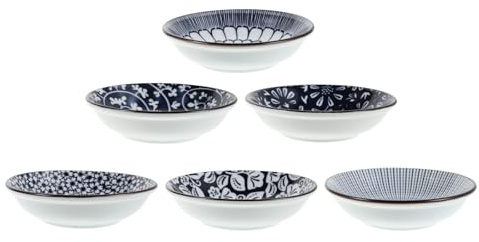 LIGIGWASH 6 Pezzi Ciotole in Porcellana per Salsa Sushi Piatti Rotondi in Ceramica Stile Giapponese per Condimenti Soia e Antipasti Adatti per Servizio Tavola e Lavabili in Lavastoviglie