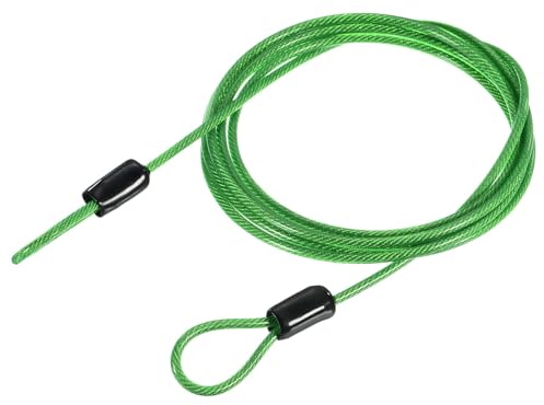 QUARKZMAN Cable De Seguridad De Acero, Cable De Seguridad Flexible Para Equipaje Con Doble Anilla Para Bicicleta Candado En U Candado Verde Revestido De Vinilo Trenzado De 5 Pies 2.5mm