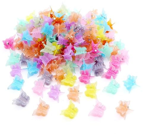 JYXNU 50 Pezzi Fermaglio per capelli a forma di farfalla, Mollette per Capelli Bambina, piccolo, glitter e dolce, mini spirali per capelli a forma di farfalla, per bambini e donne (multicolore)