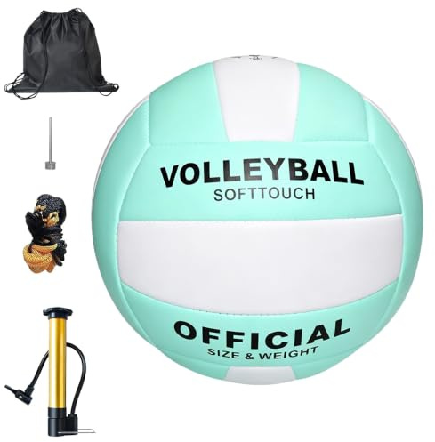 XEERUN Volleyball Official Size 5, Girls Volleyball, Waterproof Volleyball Ball with Pump, Ball Bag, Mesh Bag, Soft Beach Volleyball for Outdoor Indoor, Beach, Gym, Youth Juniors and Teens