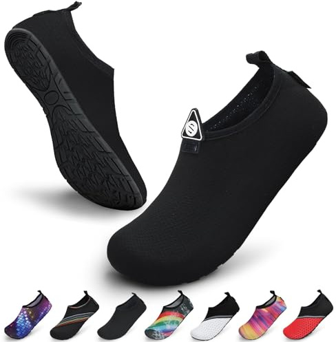 SAGUARO Scarpette Scoglio Uomo Donna Scarpe da Sport Acquatici Barefoot Scarpe da Piscina Spiaggia Canottaggio Mare Fiume Nuoto Surf Vela Calzini per Immersione(Nero, 36/37 EU)