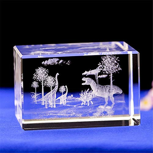 Uterstyle Dinosaurier-Figuren aus Kristallglas, 3D-Lasergravur, Dinosaurier-Statue, Kristallglas, mit Geschenkbox, 50 * 50 * 80mm