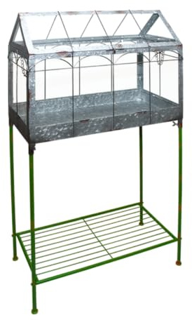 Esschert Design Gewächshaus mit Ständer 114 cm Metall Glas Deko kleine Blumen