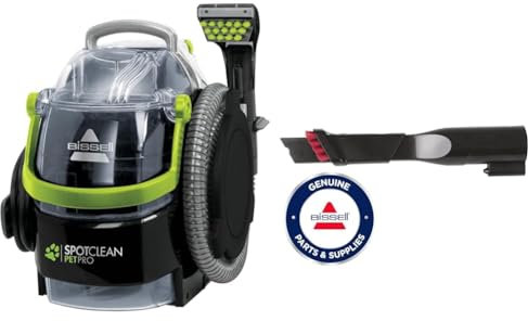 BISSELL 15585 SpotClean Pet Pro Portable, Schwarz/Grün, 750 W, 84 Dezibel + XL Spalten-Aufsatz für alle Bissell Flecken-und Teppichreinigungsgeräte