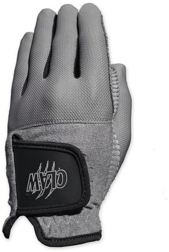 CaddyDaddy Claw PRO Golf Gloves for Men | Flex-Mesh Suede/Design for Cool Ventilation | Lasts 3-5 Times Longer Than Leather | Silicone-Web Coating for Maximum Grip | Washable | Grey | LH-Med