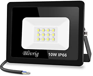 10W Faretto LED da Esterno, Blivrig 1000LM Proiettore Faro LED, Bianco Freddo 6000K,Impermeabile IP66 Fari LED Lampada Luce di Sicurezza Potente Super Luminosa per Giardino Corridoio Cortile