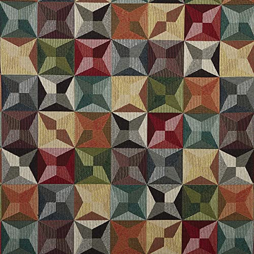Kt KILOtela - Tessuto per Tappezzeria, Jacquard Gobelin, Rivestimento, Robusti, Durevoli, Sedia, Divano, Cuscini, Testata del Letto, 100 cm Lunghezza x 280 cm Altezza, Stelle, Multicolore - 1 Metro