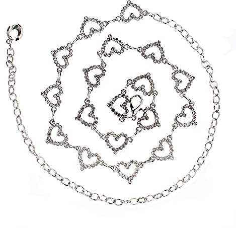 MEGAUK Damen Bling-Bling Strass Brautgürtel Kettengürtel Taillengürtel Hüftgurt Strassbrautgürtel Metall Kette Gürtel - Ideal für Kleid Hochzeit Party Brautjungfernkleider