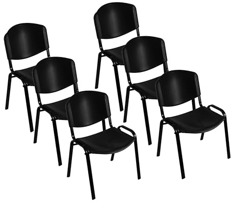 Meta Furniture Stacking CHAIR Stackable training lecture Exam classroom Conference Chair (6, Black)