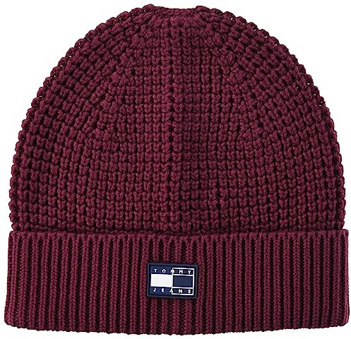 TOMMY HILFIGER TJM Split Logo Beanie Deep Burgundy