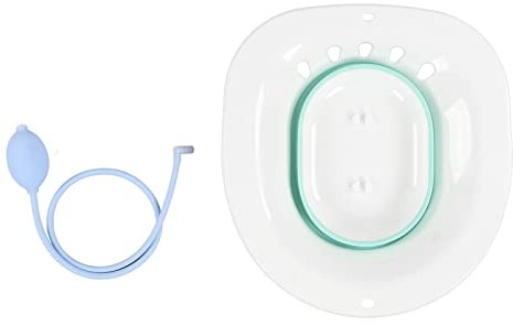 Baño de Asiento para Asiento de Inodoro, Baño de Inodoro Posparto, sin Sentadillas, para Reducir el Dolor, a Prueba de Derrames, Masaje de Agua, Baño de Asiento Plegable con Enjuague(Verde)