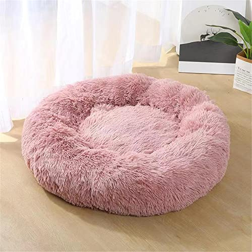 Lukery Hundebett Katzenbett Flauschig Rund aus Plüsch, Kuscheliges Donut Hundekissen und Katzenkissen Weiches Plüsch Hundeliege für Kleine, Mittelgroße und Große Haustiere (80CM,rosa)