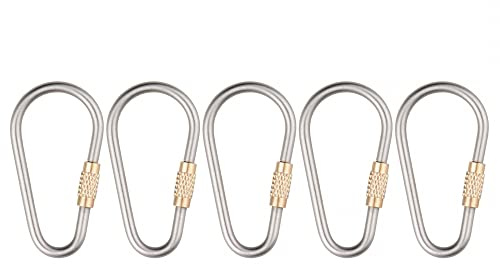 Karabinerhaken, 5 Stück Titan Karabiner Haken, Mini Multifunktionell Schraubkarabiner für Camping Reisen Wandern Rucksack Gürtel (47,5 x 24,5mm)