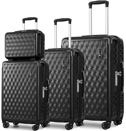 Sea choice Set di 3 Valigie ABS+PC Custodia Cosmetica Set di Valigie con Serratura TSA 4 Ruote Girevoli Set di Bagagli da Viaggio 4 pezzi (55cm/65cm/75cm)
