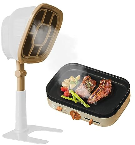 Desktop Cooker Hood, Portable Cooker Hood with 2 Speed Cooker Hood, Desktop Hood with Detachable Aluminum Filter, Large Oil Collecting Cup, Portable Kitchen Exhaust Fan for Indoor BBQ Hot Pot