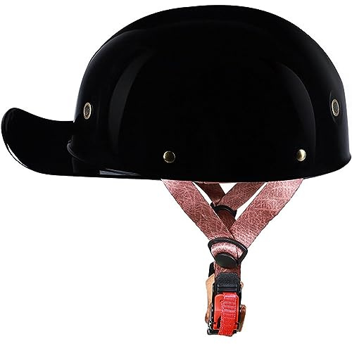 ECE-godkänd Retro Baseball Keps Hjälm Motorcykel Halvhjälm Män och Dam Vuxen tysk stil Open-Face Motorcykelhjälmar för Classic Chopper Cruiser M~XXL 53~64CM