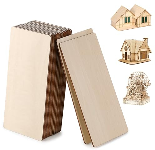 DBREAKS 20 st 3 mm tunn träskiva, tomt hantverk plywood, rå träplatta, träplåt, för målning och hantverk och modellbygge, 20 x 10 cm, YH-95931-20X10CM20PCS