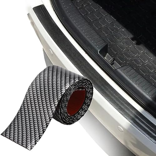 Blueshyhall Stoßstangenschutz Auto, 1M x 5CM Kohlefaser Auto Einstiegsleisten Schutz, Carbon Steinschlagschutzfolie, Schutzfolie für Ladekantenschutz, Kofferraum, Heckstoßstange (Schwarz)