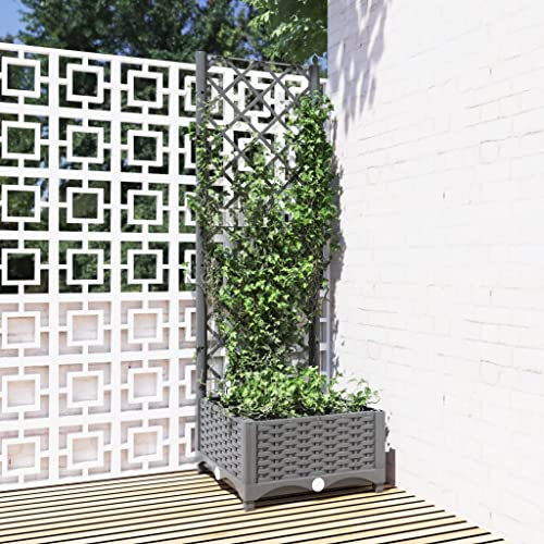 Youuihom Vasi per Piante da Esterno Cassette per la Coltivazione di Fiori Fioriera da Giardino e Graticcio Grigio Chiaro 40x40x121,5cm PP Adatta a Balconi, Verande, Giardini e Cortili