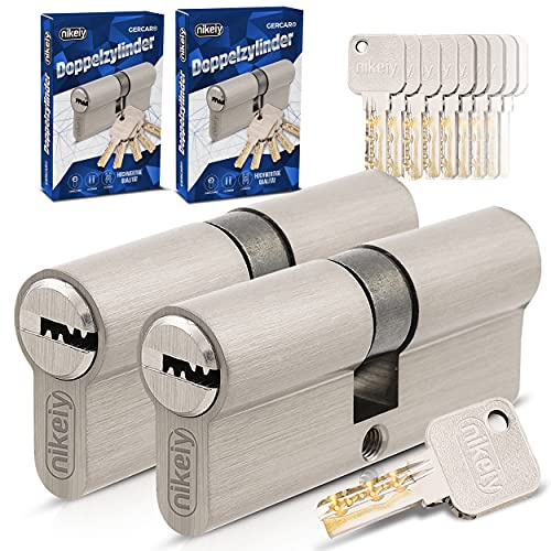 GERCAR Pro Gleichschließend 2x Schließzylinder 35/45 Set 2 Profilzylinder inkl. 10 Schlüssel - 80 mm Türschloss Zylinderschloss 2er Zylinder - Länge: 80mm, A:35 B:45 - Schließsystem
