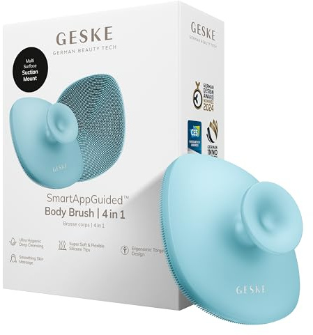 GESKE Body Brush | 4 in 1 | Reinigungsbürste für den ganzen Körper | Professionelle Tiefenreinigung | Weiche Silikonnoppen & ergonomisches Zwei-Finger-Design | Reinigt & massiert