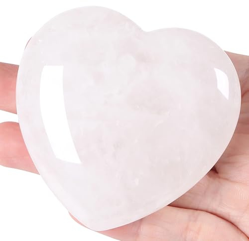 GUJOXILA 60mm Bergkristall Herz Liebe Edelsteine Groß Kristalle Heilsteine | Herzförmig Liebe Steine Valentinstag Deko Geschenke für Freundin Geschenk Frauen Meditation Stress Sorgensteine