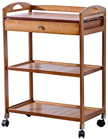 ZENY896V Couchtisch Dreistufige Mobilseitentisch Kleine Couchtisch-Multifunktions-Aufbewahrungsständer for Wohnzimmer Balkon Holz-Außenansicht mit Riemenscheibe und Schublade (braun) Kaffeetisch