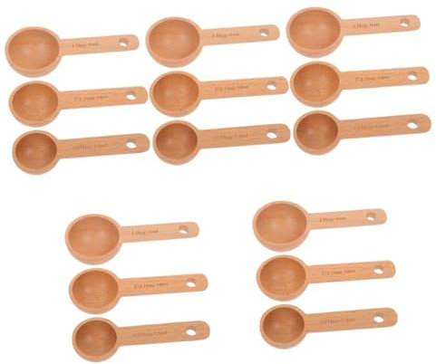 Amosfun 15 Piezas Cuchara medidora de madera de haya cuchara de te cuchara para medir Cucharas de en grano Cucharas de en polvo cucharada pequeña cucharas medidoras pequeñas