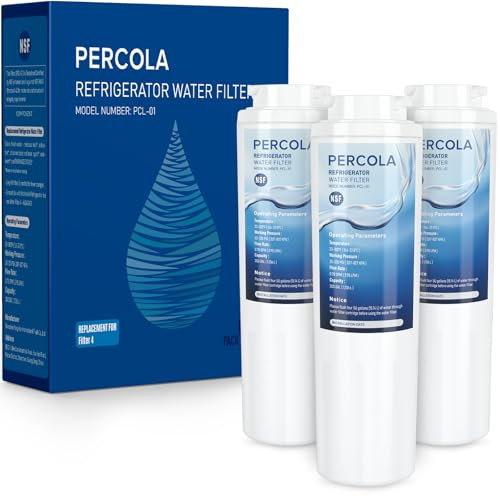 PERCOLA KAD4RXD1 Lot de 3 filtres à eau compatibles avec les filtres KitchenAid® 4-KAD4RXD1, KitchenAid® KFCS22EVMS8, KBFS20EVBL5, KRFC300ESS01, KRFC302ESS00