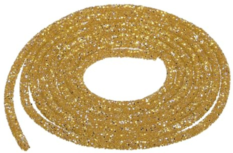 QUARKZMAN 2,5 Iarde 7mm 0,28 Pollice Corda di Paillettes Glitterate Corda Tubo Strass per Abiti Sposa Fai Da Te Costumi Abbigliamento Scarpe Gioielli Accessori Oro