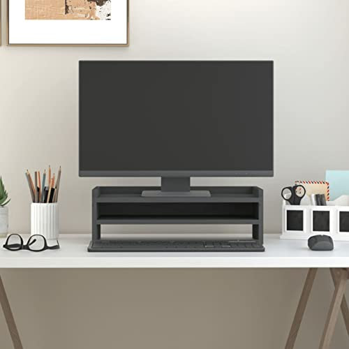 Somanki Monitorständer Grau 50x24x16 cm Massivholz Kiefer, Monitor Erhöhung, Schreibtischaufsatz, Monitor Erhöhung Schreibtisch, Bildschirm Erhöhung, Schreibtisch Regalaufsatz - 813986