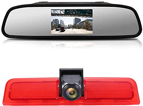 Top Mount Bremsleuchte Kamera Bremslicht Einparkkamera Rückfahrkamera+4.3 LCD Rückspiegel Ersetzen für VW Caddy Life 2K Facelift III Kasten 2KA Kombi Cross Maxi Tdi dritte 3 2003-2014