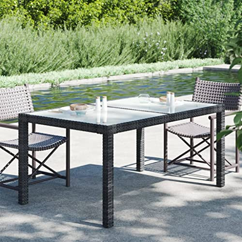 BOWEKAM Home & Garden-Gartentisch, 150 x 90 x 75 cm, gehärtetes Glas und Polyrattan, schwarz, Möbelwahl