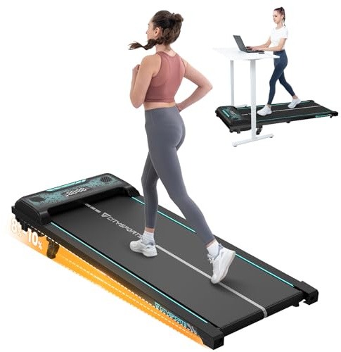 CITYSPORTS Laufband | Elektrisches Walking pad für Zuhause, Mit Bluetooth-Musikwiedergabefunktion, LED-Anzeige und Riemenscheibe 1-6KM/H,110KG(schwarz grün)