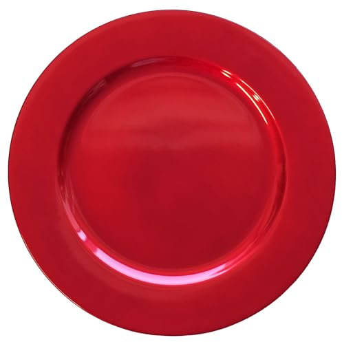 Opexscal Red Charger Plates, Set of 6 Serving Charger Plate for Dinner Table, Wedding, Events Plate Chargers - 13 Inch