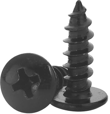 HAISHANG 20pcs Wood Screws M6x25mm Self-tapping Black Cross Round Head Carbon Steel Nails for Furniture,Woodworking,Machinery