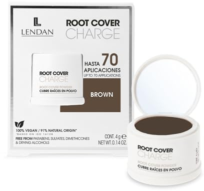 LENDAN - Copre radici grigi in polvere - Root Cover Charge - 4 g - Colore marrone - Polvere minerale per una copertura facile, istantanea e naturale dei capelli grigi - Assorbe il grasso o il sebo