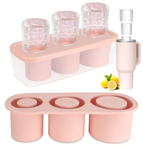 Farerkass Silicona Cubiteras para Hielo, 3 Molde de Hielo para Taza Stanley, Con Tapa y Contenedor, Tapa para Stanley Cup Accesorios, Helado para Copa Stanley para Whisky, Cóctel y Bebidas Frías