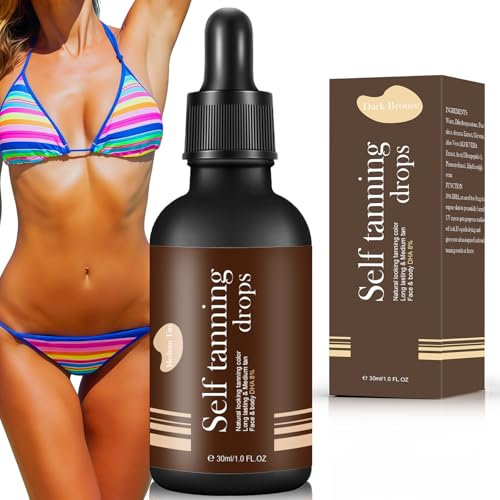 30ml Gocce Autoabbronzanti, Siero Autoabbronzanti Corpo, Gocce di abbronzatura istantanea per un effetto Uniforme, Autoabbronzante Concentrato per corpo e viso