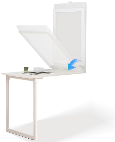 HRXQ Tavolo Da Muro Pieghevole Bianco Tavolo Da Parete Pieghevole 90×60cm Tavolo Da Cucina Caffè Pranzo Scrivania Pieghevole A Muro, Space Saver, Decorazioni Personalizzabili Sul Retro Del Desktop