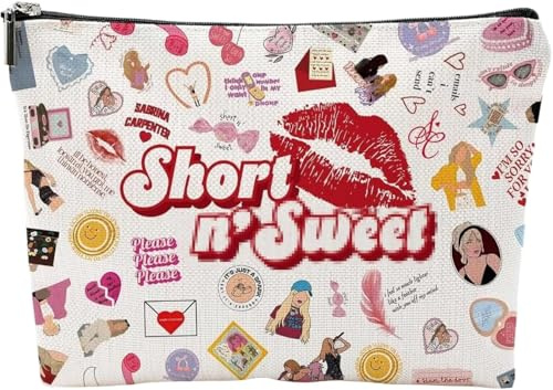 Lay Flat Makeup Bag, Sabrina Carpenter, Make up Bag Design Design for Easy Access, Durable Polyester Cosmetic Bag, Toiletry Bag Womens Birthday Mother's Day Nurse Graduation Music Lover Gifts
