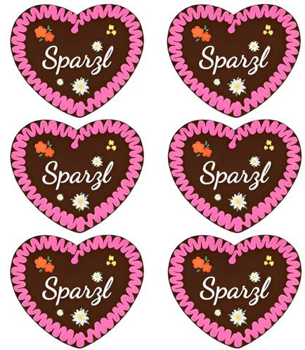 Oktoberfest Anstecker: 6x Lebkuchenherz Brosche für Dirndl Damen Outfit | Anstecker Oktoberfest im 6er-Set. Filz-Brosche als Dirndl Anstecker für Ihr Oktoberfest Damen Outfit.