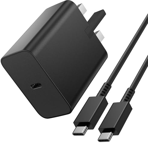 45W Super Fast Charger for Samsung, USB C Plug Fast Charge for Samsung Galaxy S25 S24 S23 Ultra S22 S21 FE, USB Type C Charging Cable and Plug Charge for iPhone 15 16 Pro Max Plus, Wall Charger UK
