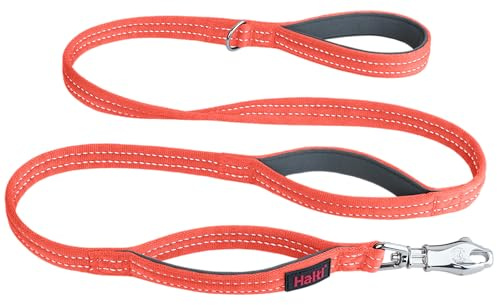 Halti BRIG Sicherheitsleine für Große Hunde | Neon-Korallenrot, 1,5m Lang | Farbcodierte Hundeleine mit Ultrastarker Karabiner, Reflektierend, Gepolsterter Griff & D-Ring