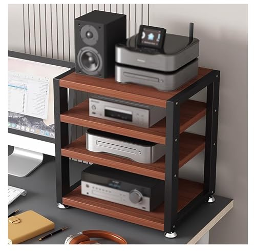 3/4 nivåer hifi högtalarstativ – litet ljud medieskåp för hemmabio, stereo skivspelare ställ, TV-förstärkare torn, spelkonsolhållare, elektronikorganisatör