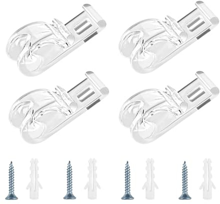 Zenfony 4 Sets Roman Blind P Clips, Plastic Roman Roller Blind Chain Cord Safety P Clips Hooks, Roller B-lind Cli-ps with Screws & Plastic Pillars, Durable Adjustable Shade Fasteners for Home